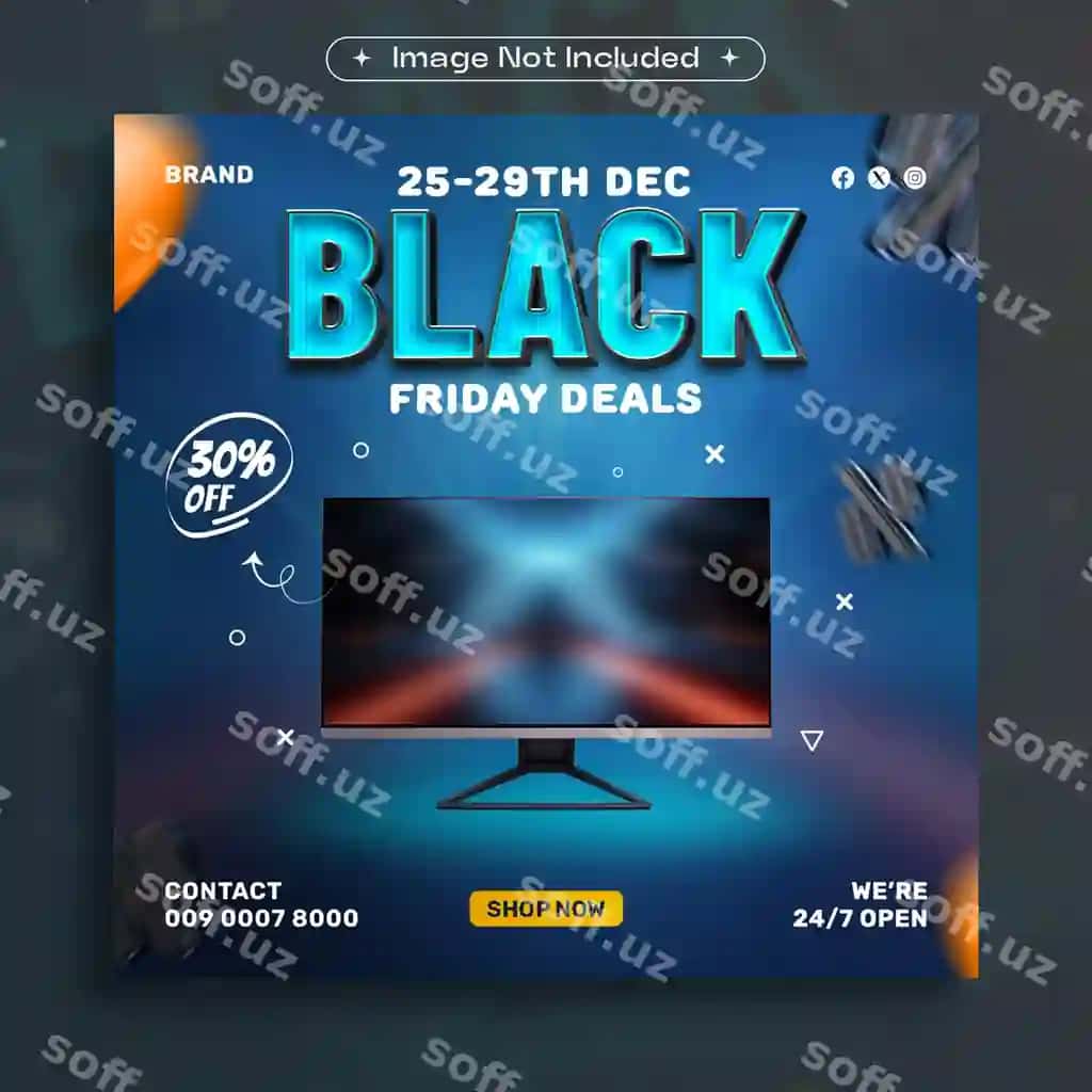 Qora juma takliflari ijtimoiy tarmoqlar uchun post dizayni shabloni | Black friday deals social media post design template