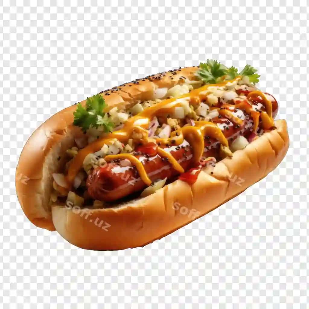 Ajraltirilgan hot dog uslubi png oq fonda illustratsiyasi generativ | Isolated hot dog style png with white background illustration generative