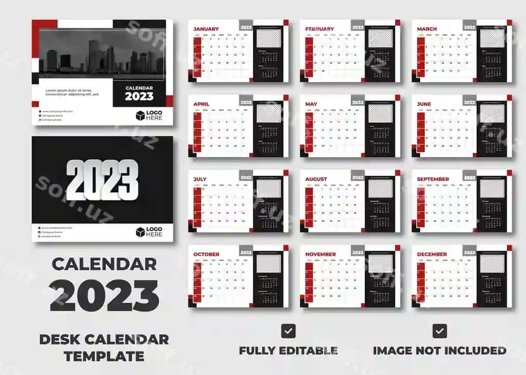 Zamonaviy biznes stol kalendari shabloni | Modern business desk calendar template