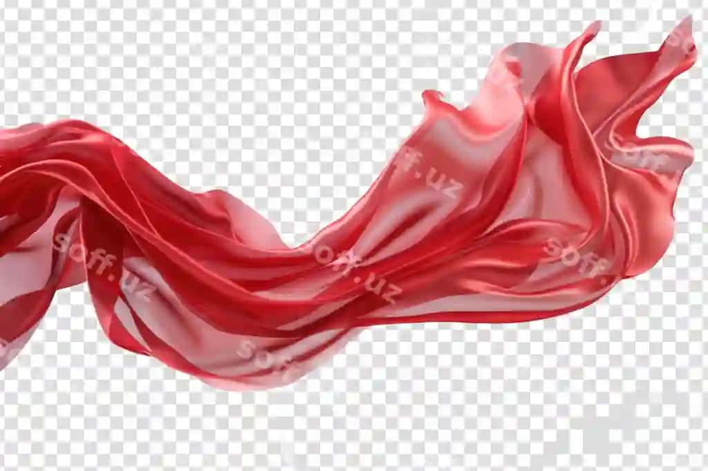 Uchayotgan qizil hinlin matosi, dalqon aylanayotgan satin matosi, ajraltirilgan shaffof png orqa fonda, generativ AI. | Flying red silk fabric waving satin cloth isolated transparent png background generative ai