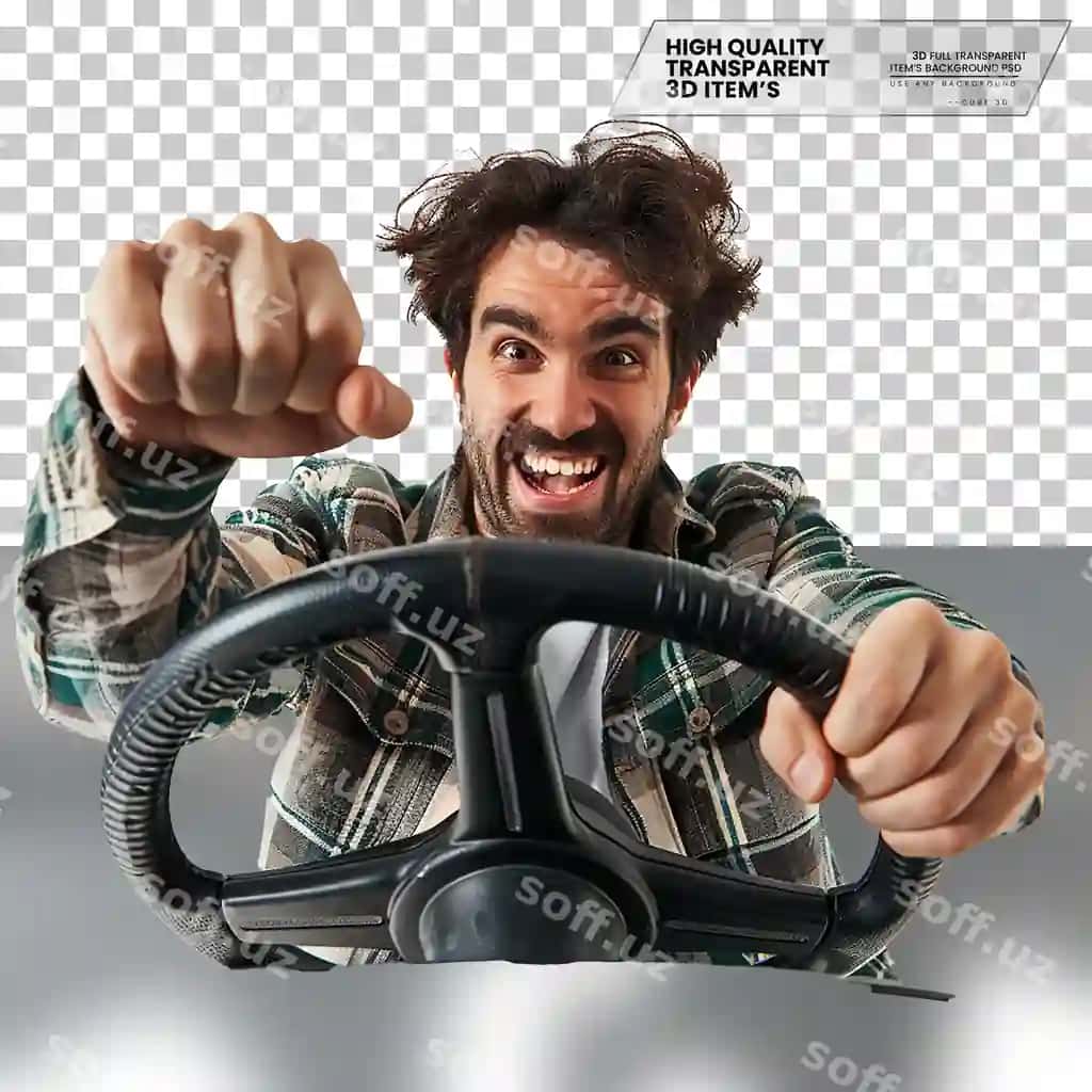 Quvnoq ifodali shaffof fonga ega real haydovchi | Realistic driver with cheerful expression transparent background