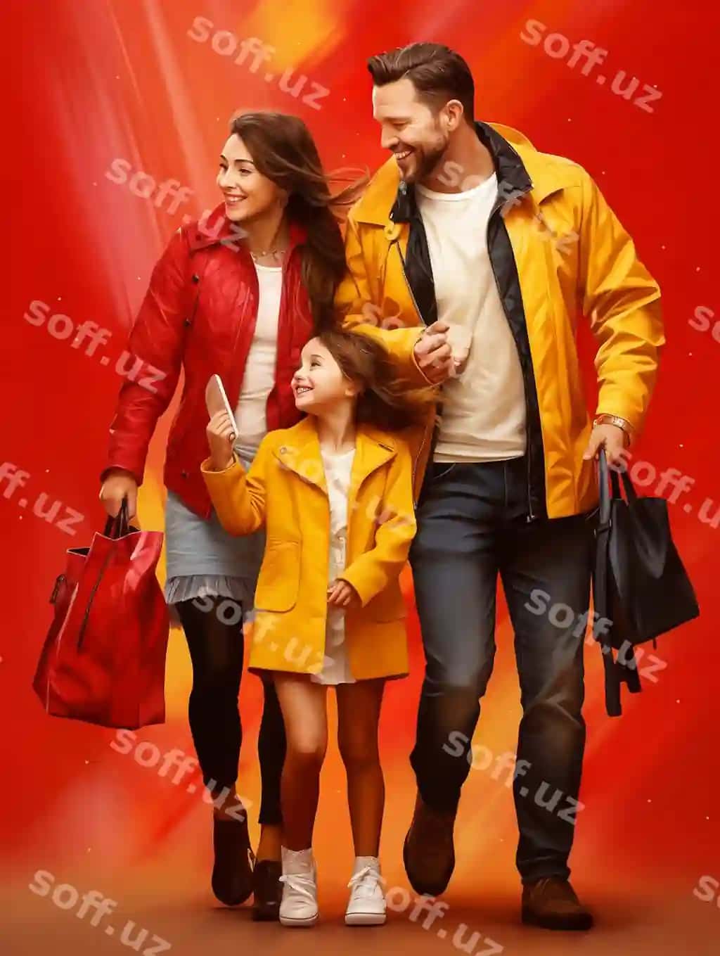 Foto gulchiq baxtli oila xarid qilmoqda | Photo smiling happy family shopping