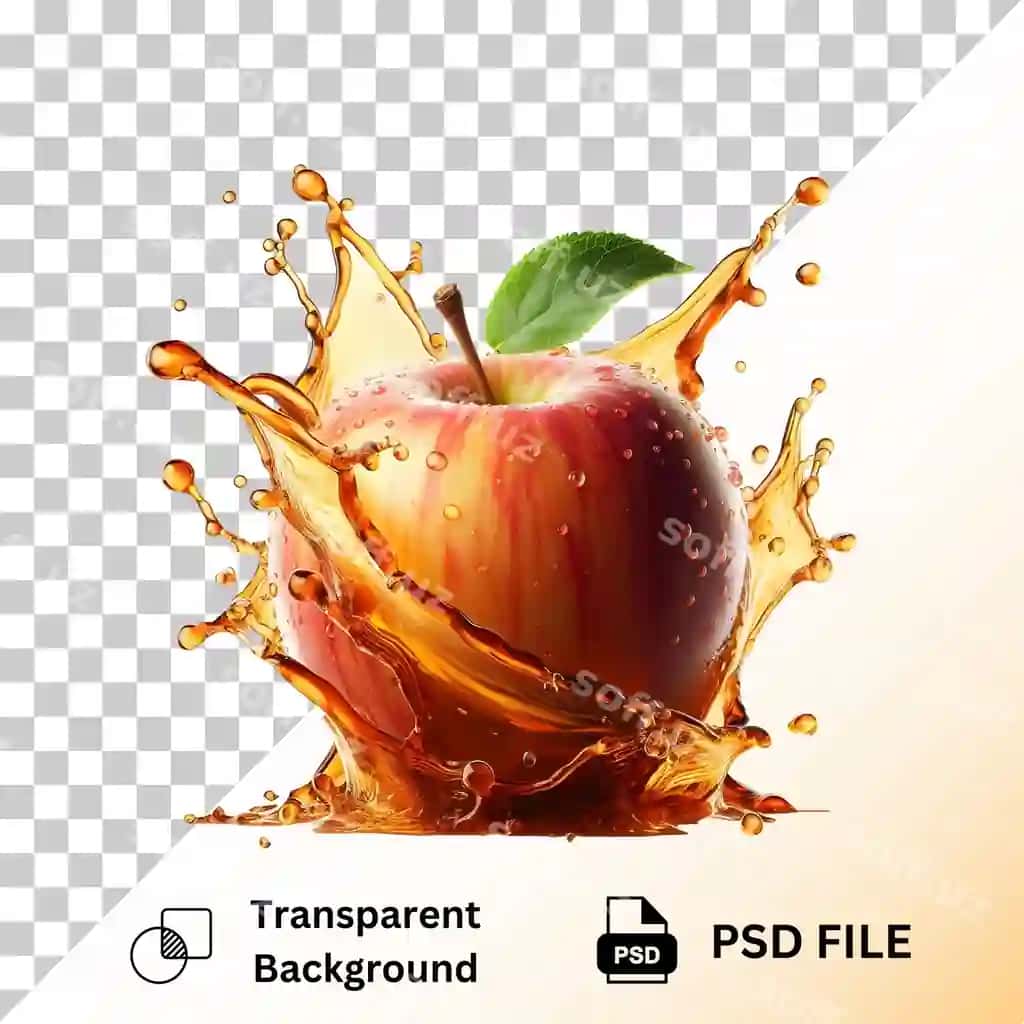Olma suvli chiqishli ajraltirilgan shaffof orqa fonda | Apple with juice splash isolated transparent background