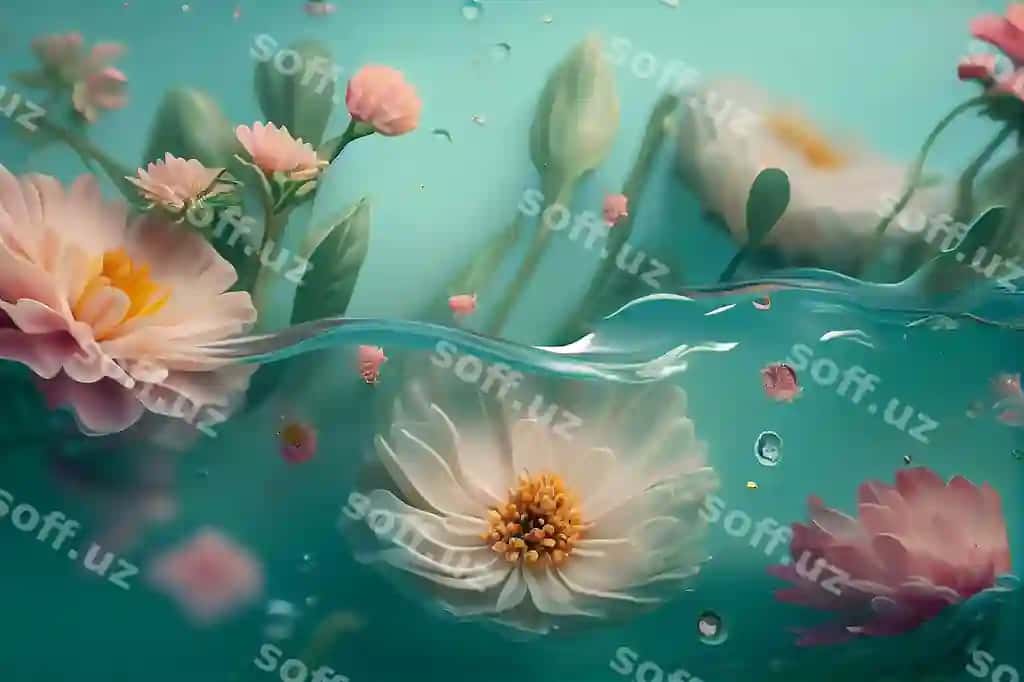 Gullagan yaqshi gullar dengizi ostida | Blooming fresh flowers underwater sea