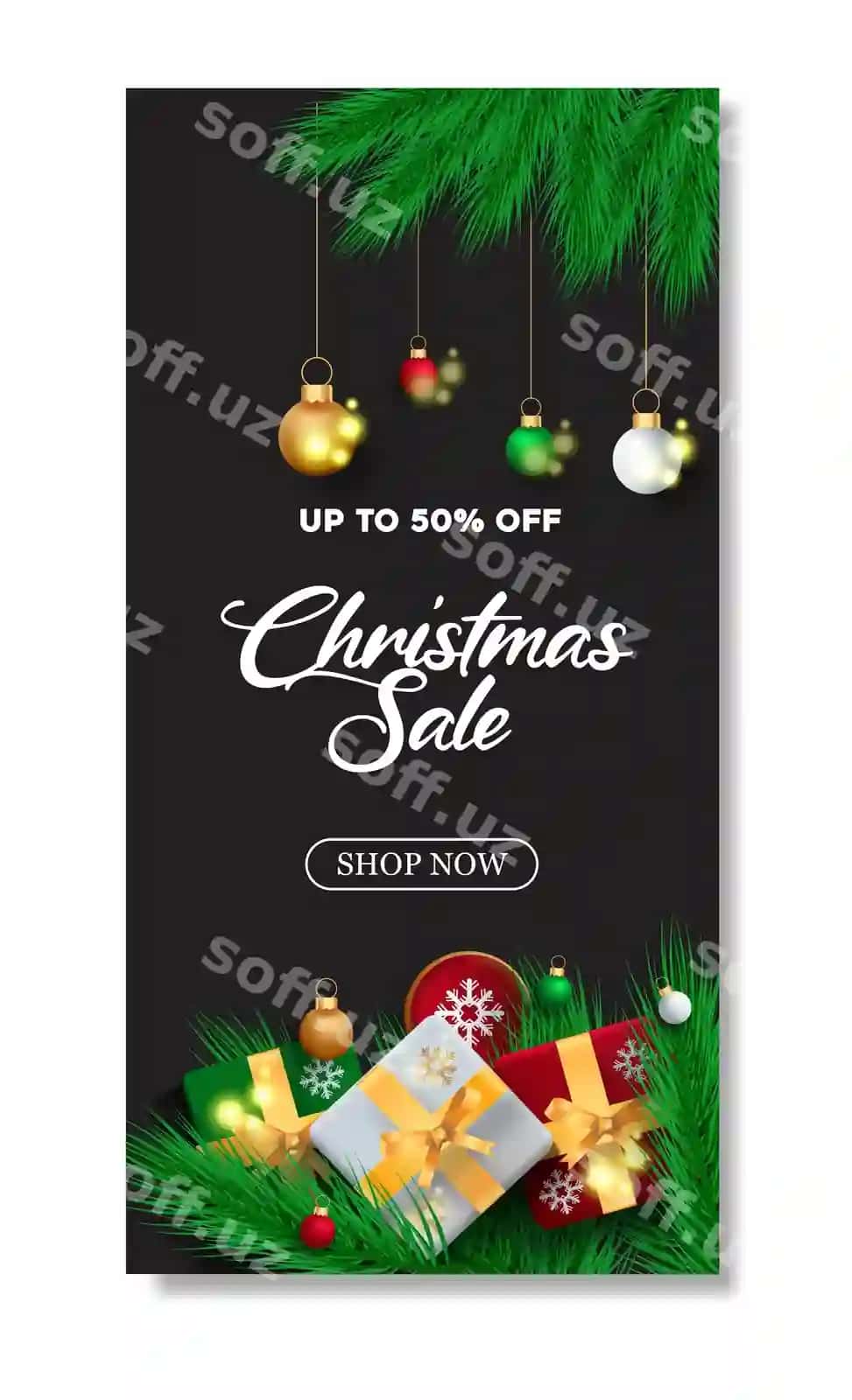 Rojdestvo aktsiyasi maxsus taklif posteri | Christmas sale special offer poster