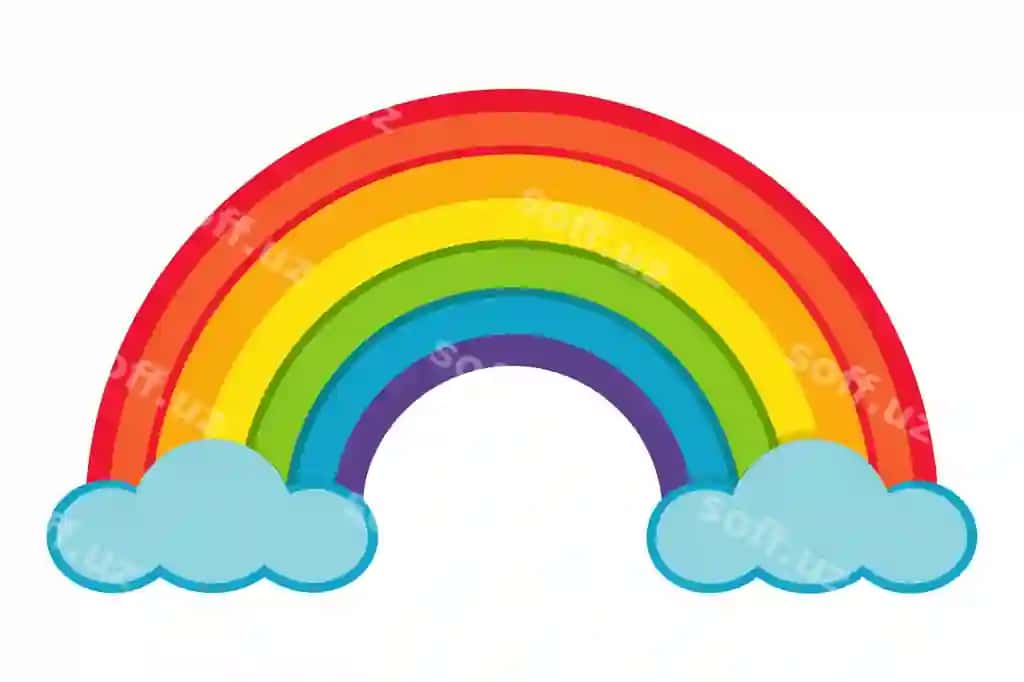 Karyunasiya rangli do'st vektor oq fonda | Cartoon rainbow vector white background