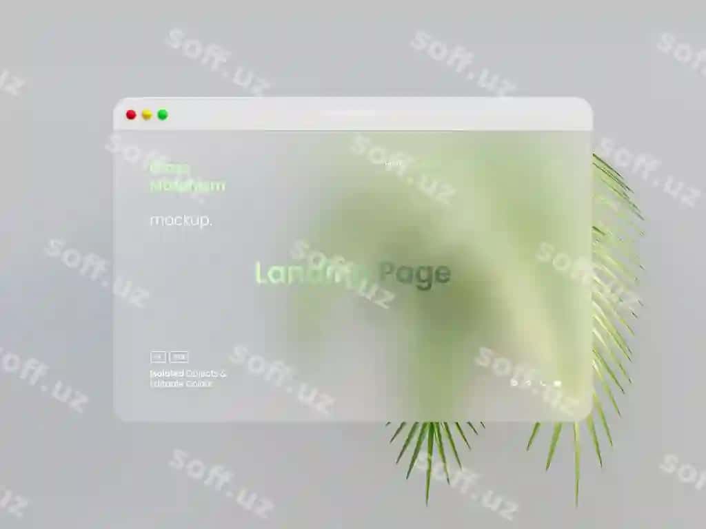 3d veb-sayt interfeysi taqdimot mockup shaffof morfizm effektlari bilan | 3d website interface presentation mockup with glass morphism effects