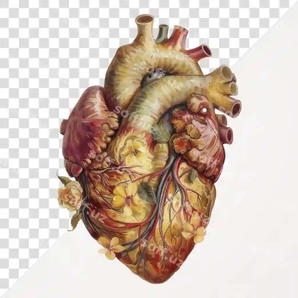 PNG san'at anatomik qalb illustratsiyasi | Png artistic anatomical heart illustration