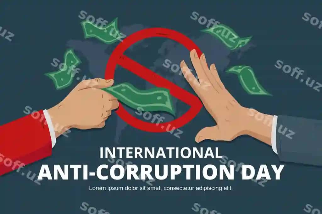 Qo'l bilan chizilgan tekkan Birozlikka qarshi kuni orqa fon | Hand drawn flat anti corruption day background