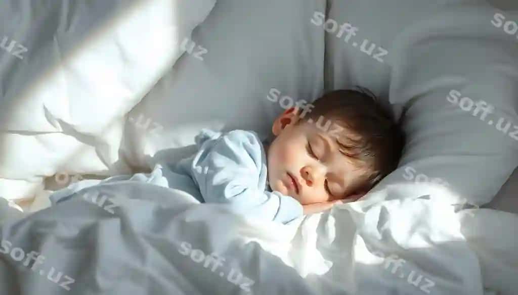 Bolani uyquda matraxta, oq chiziqlar bilan ajralangan. | Child is sleeping bed isolated with white highlights