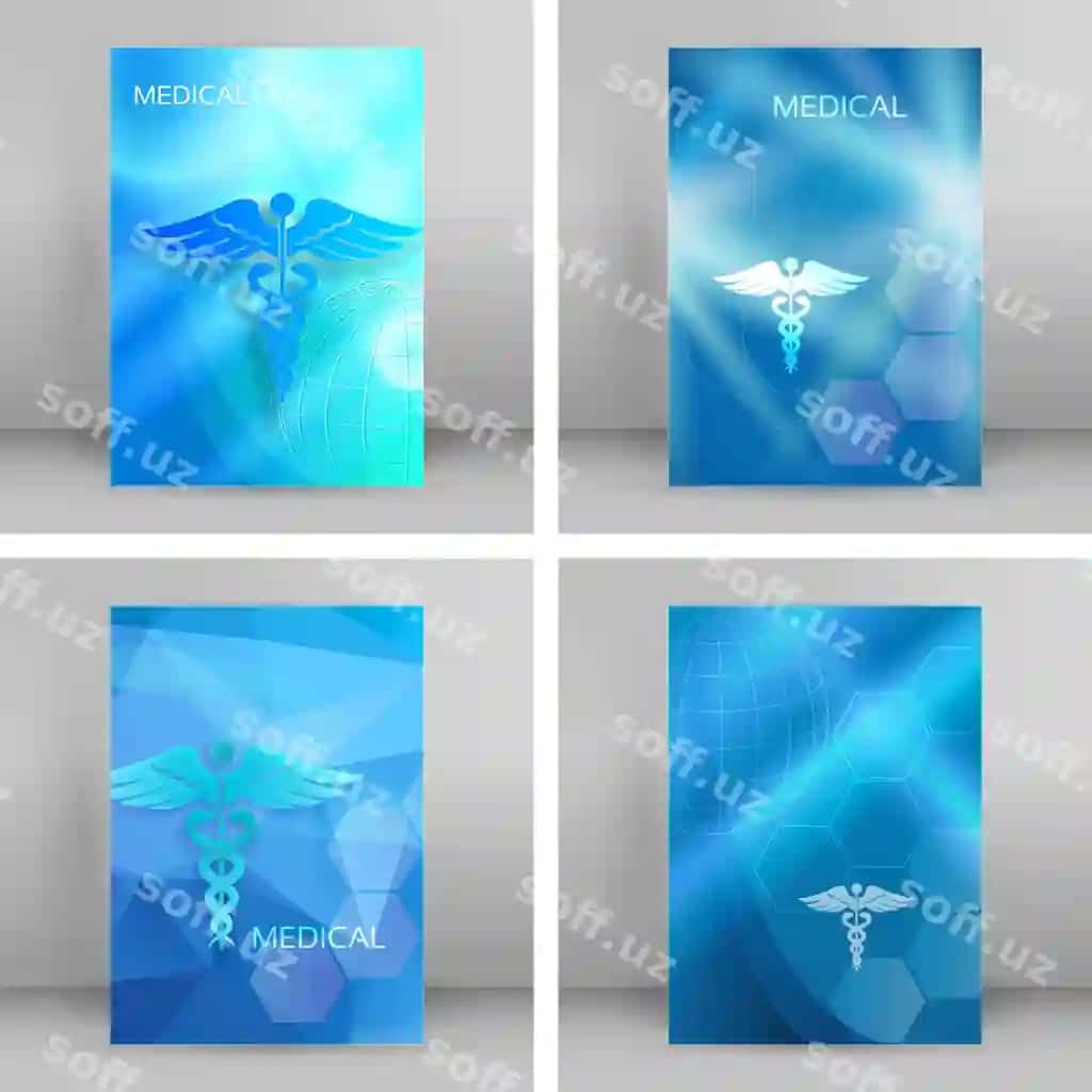 Set ko'k tibbiy orqa fonda anqari konsepsiya sog'liqni saqlash tibbiyot | Set blue medical background abstract concept health care medicine