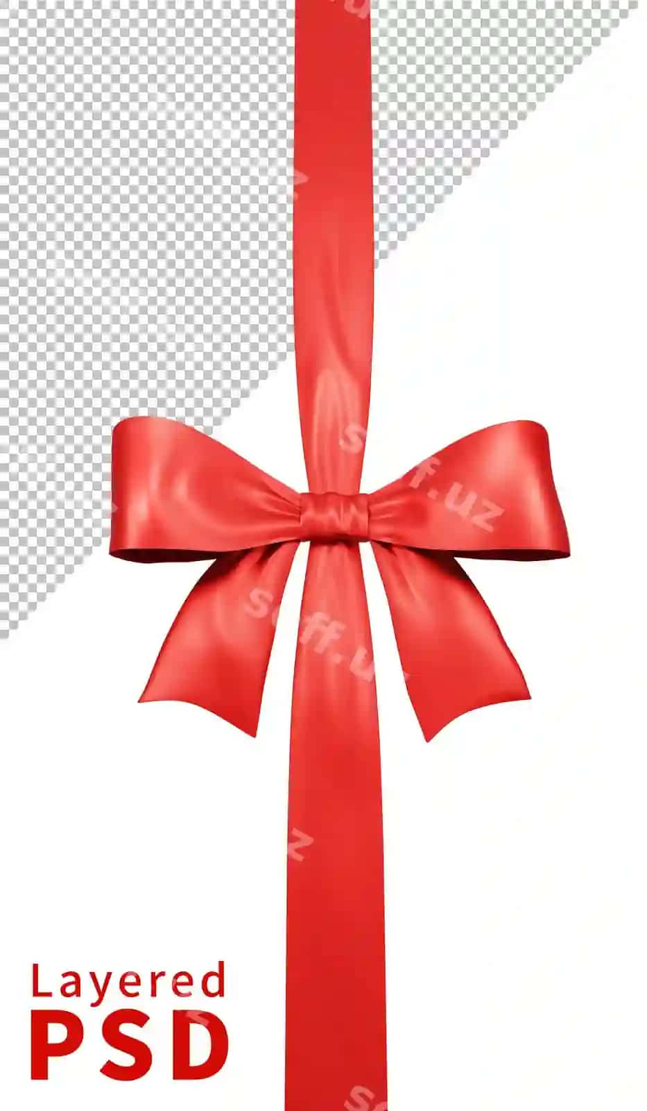 Qizil satyn sovg'a lenta bog'bon ajraltirilgan | Red satin gift ribbon bow isolated