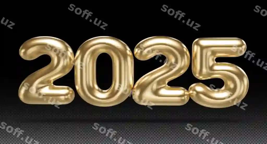 Oltin uch oʻlchovli raqam 2025 Yangi yil | Gold 3d number 2025 new year