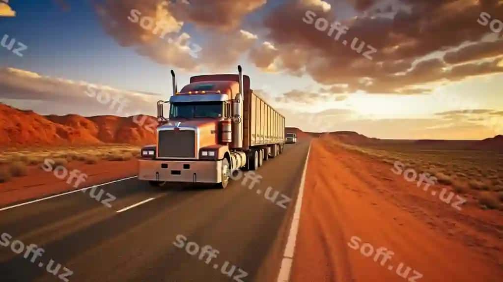 Generativ sun'iy intellekt yuk avtomobili boshqarish qishloq yo'li | Generative ai truck driving rural highway