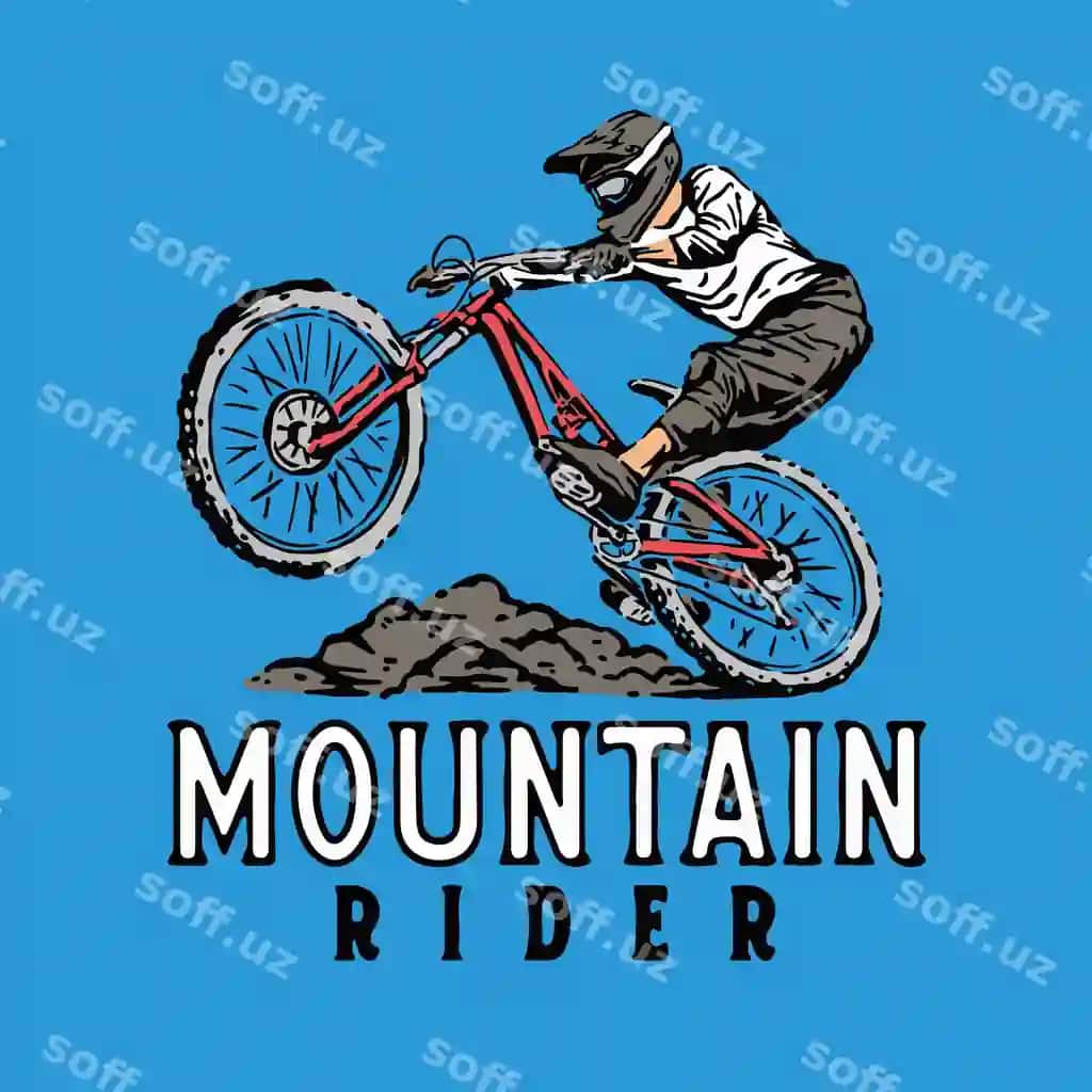 To'pka velosiped haydovchi illustratsiyasi | Mountain bike rider illustration