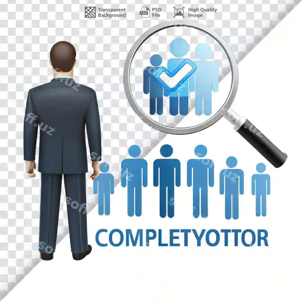 Inson resurslari ikonasi katta qozonchaki bilan | Human resource icon with magnifying glass