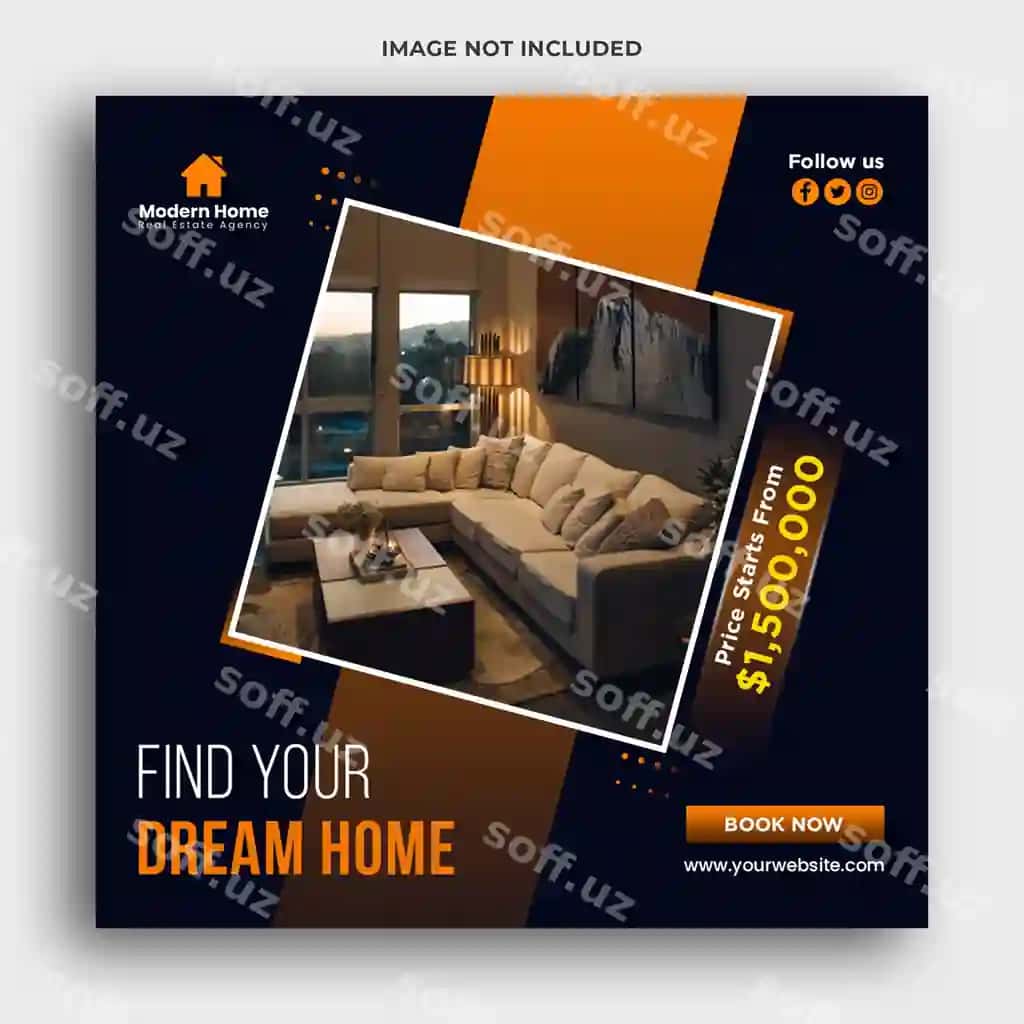 Realtor web-banner ijtimoiy tarmoqlar uchun shablon dizayni | Real estate web banner social media post template design