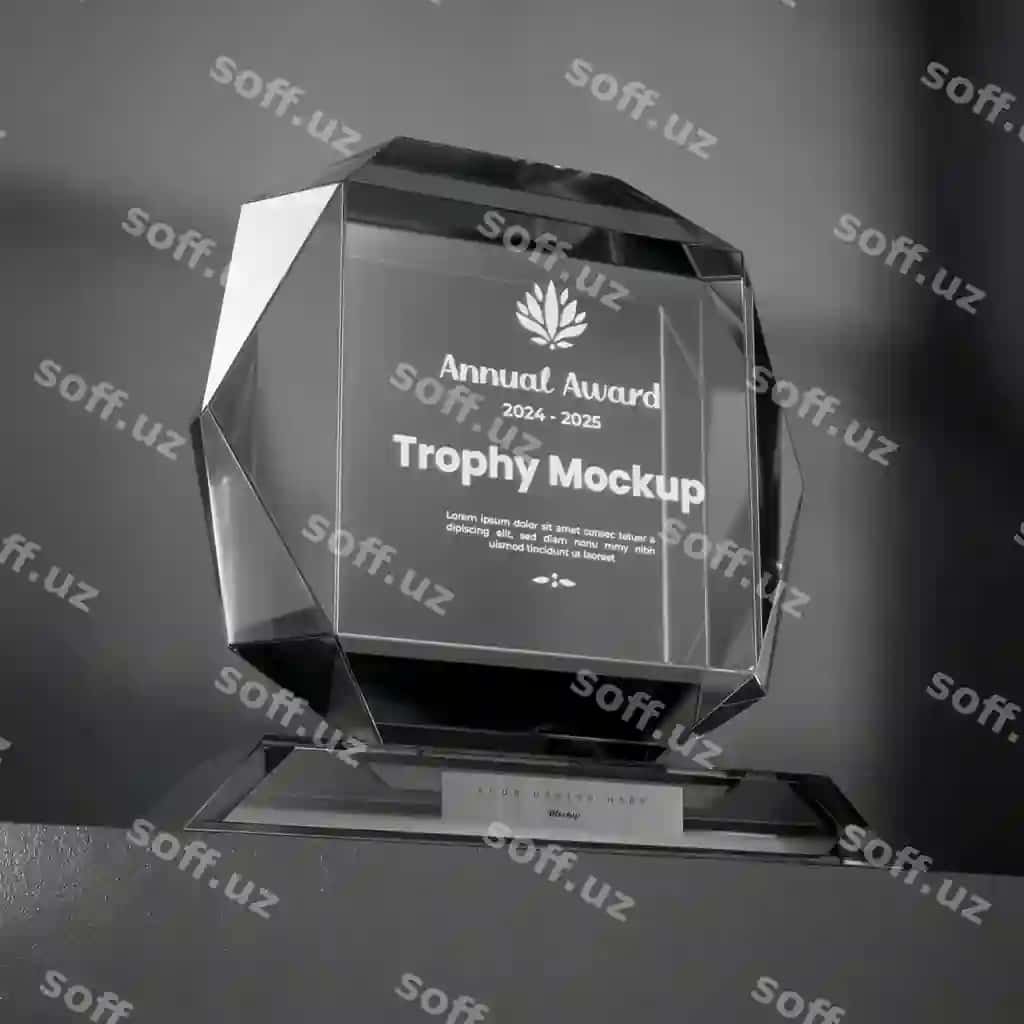 Shisha tropyasi mockup dizayni | Glass trophy mockup design