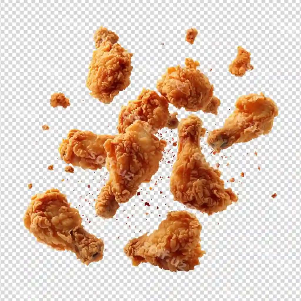 Qovurilgan tovuq nuggetlari bilan maydalangan | Fried chicken nuggets with crumbs falling