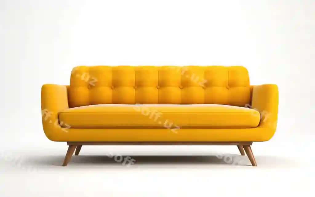 Yellow sofa uy ofis mebeli oq chuqur yuz fon PNG shaffof fonda | Yellow sofa home office furniture white clear surface png transparent background