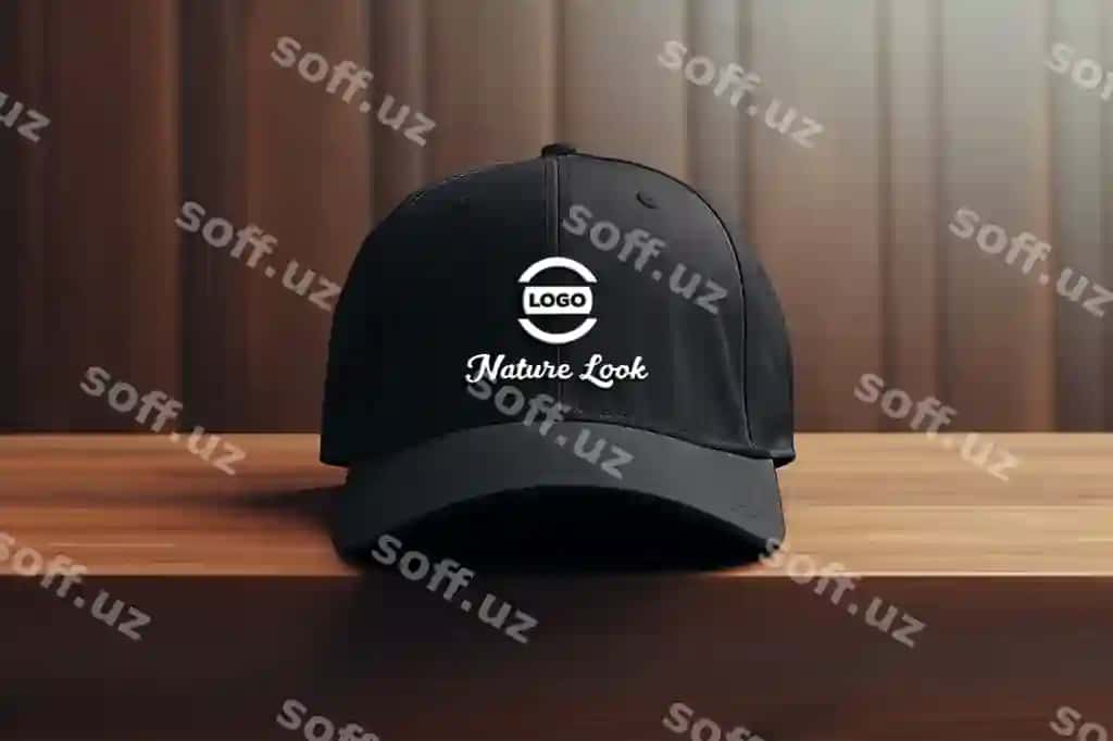 Qora kap logotipi mockup | Black cap logo mockup