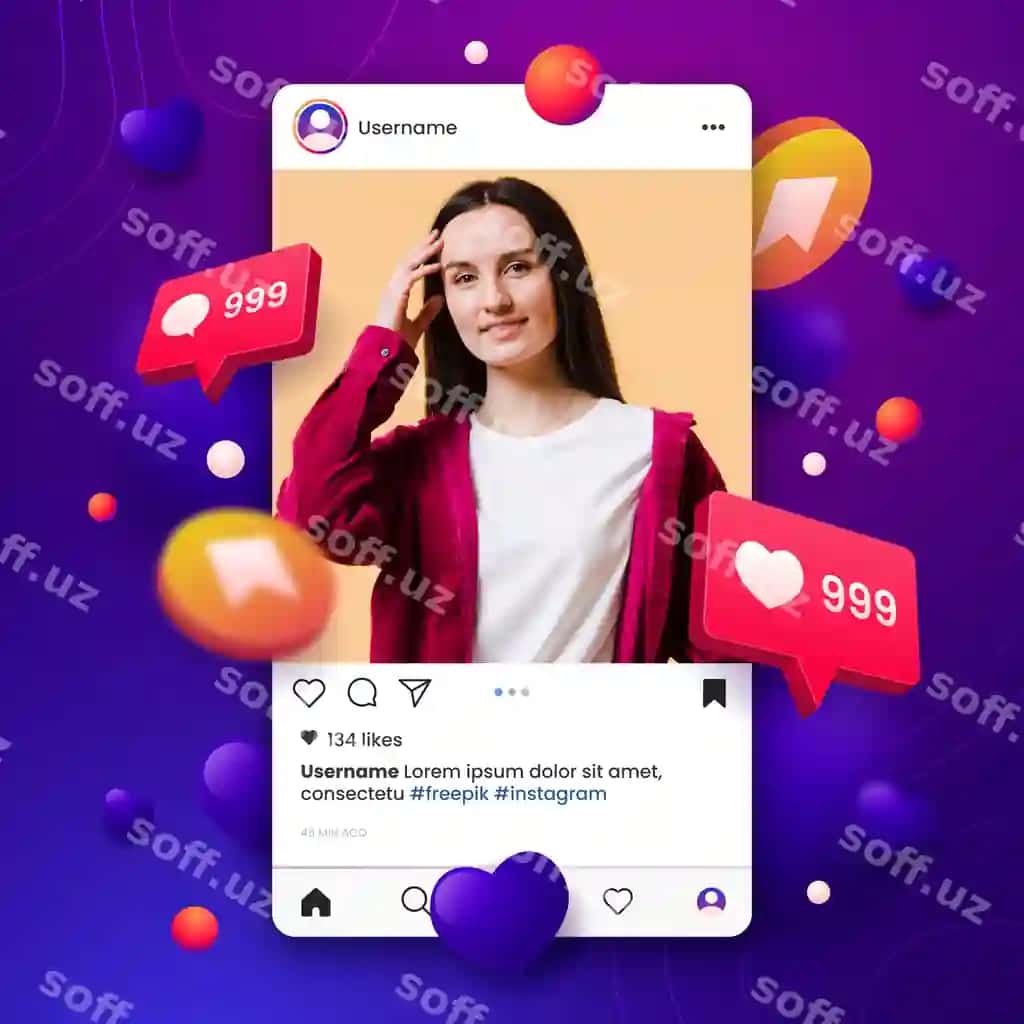 Gradient Instagram mockup illustratsiyasi | Gradient instagram mockup illustration
