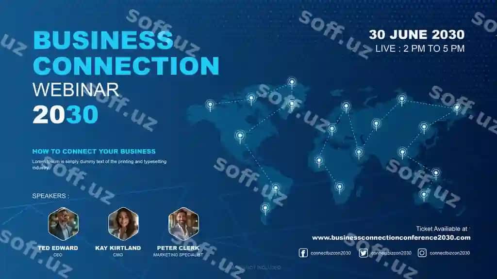 Vector fayl mockup biznes bog'lanish vebinar 2030 flyer | Vector file mockup business connection webinar 2030 flyer