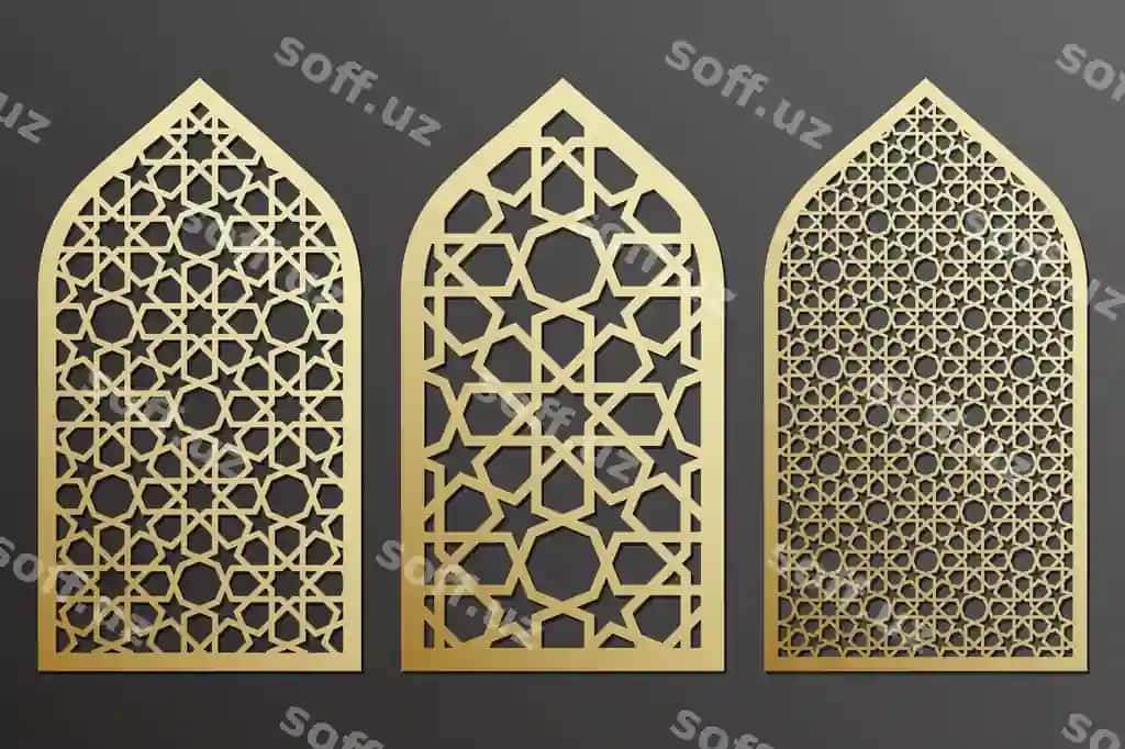 Laser kesimli arab paneli deraza setkasi shablonlari | Laser cut arabic panel window grill templates