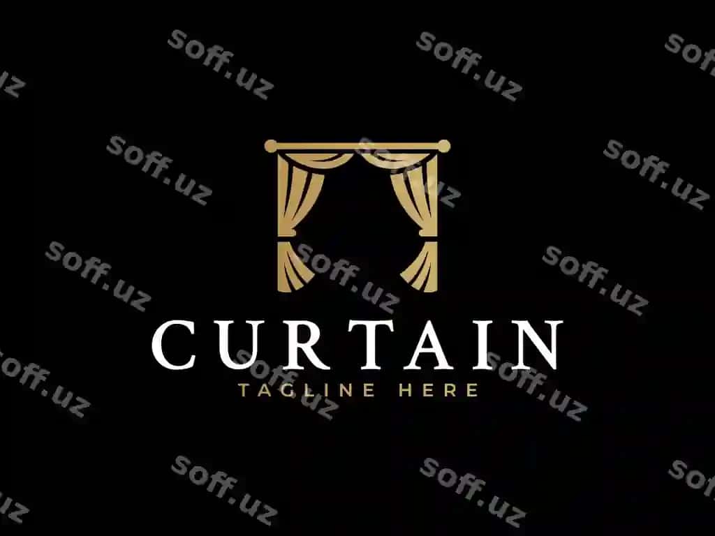 Parda logotipi vektor illustratsiyasi hashmanda parda logotipi shabloni | Curtain logo vector illustration luxury curtain logo template