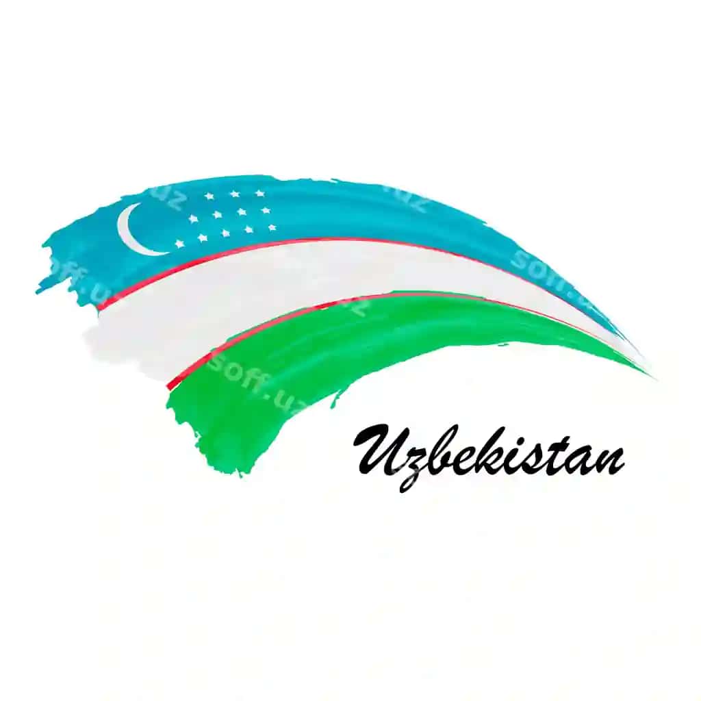 Akvarel rasm O'zbekiston bayrog'i qo'l bilan chizilgan pinsa urqali illustratsiya | Watercolor painting flag uzbekistan hand drawing brush stroke illustration