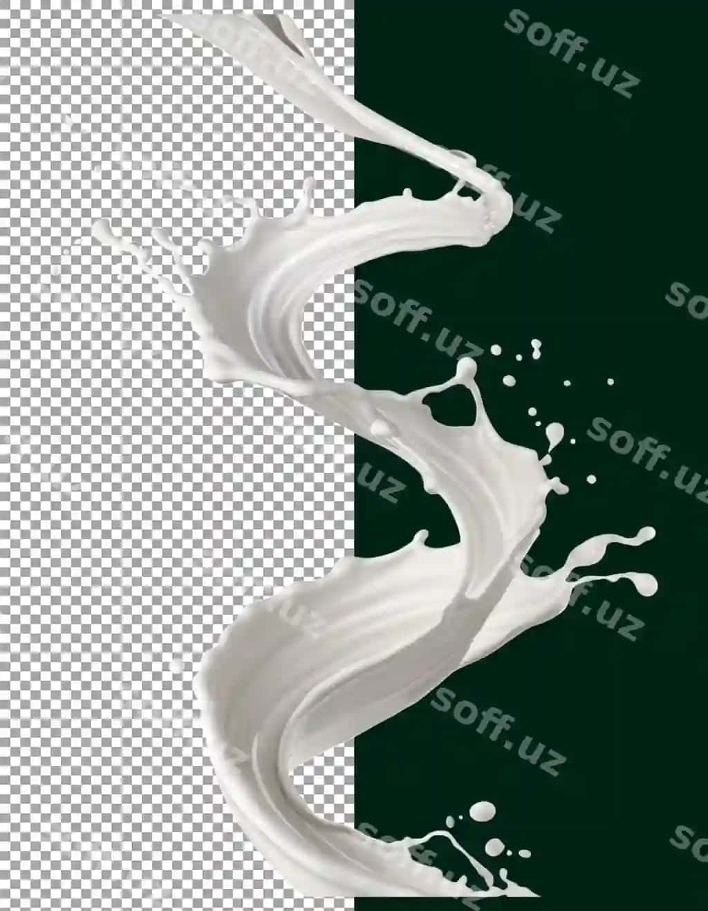 Haqiqiy sut splash suvli harakat bilan shaffof fonda PNG | Realistic milk splash with fluid motion transparent background png