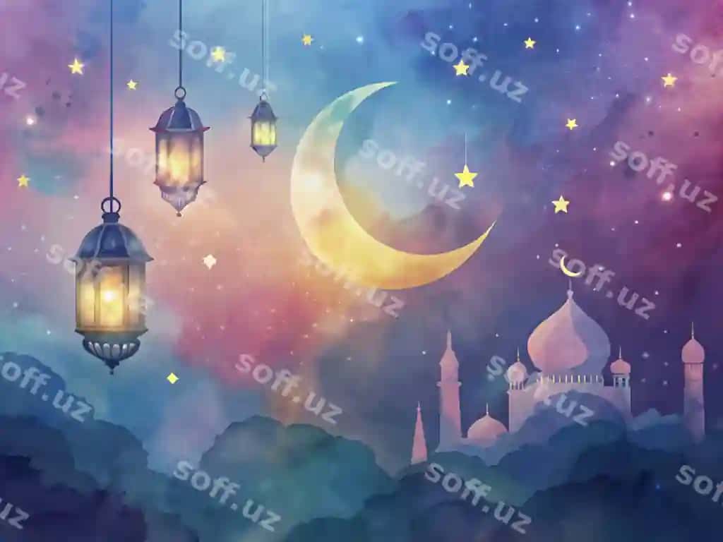 Ramazon katta akvarel fon | Ramadan kareem watercolor background