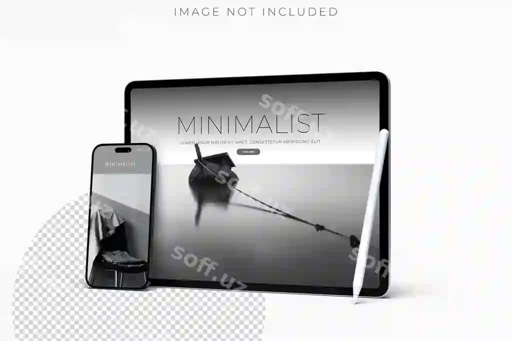Realistik zamonaviy planshet qalam smartfon raqamli qurilma mockup | Realistic modern tablet pencil smartphone digital device mockup
