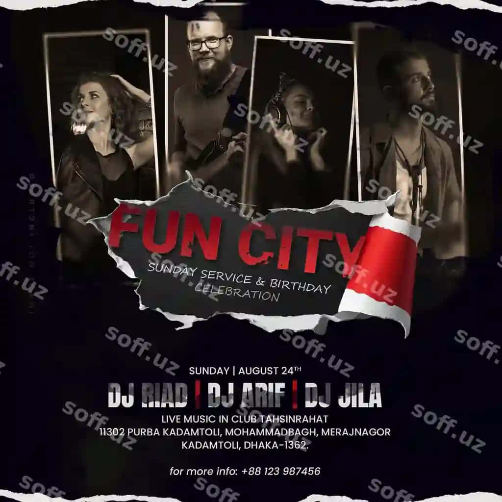Baholli shahar tadbiri Instagram posti dizayni | Fun city event instagram post design