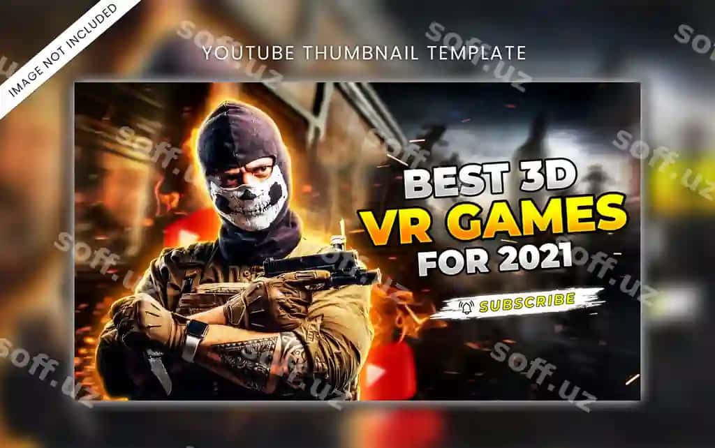 Eng yaxshi aksiya o'yinlari YouTube minyatura dizayn shabloni Yuklab olish PSD | Best action gaming youtube thumbnail design template download psd