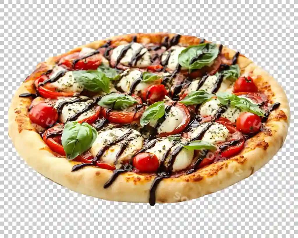 Top pineapple pizza shaffof fonda to'liq uzunlikda ko'rsatilgan | Top pineapple pizza transparent background is shown full length
