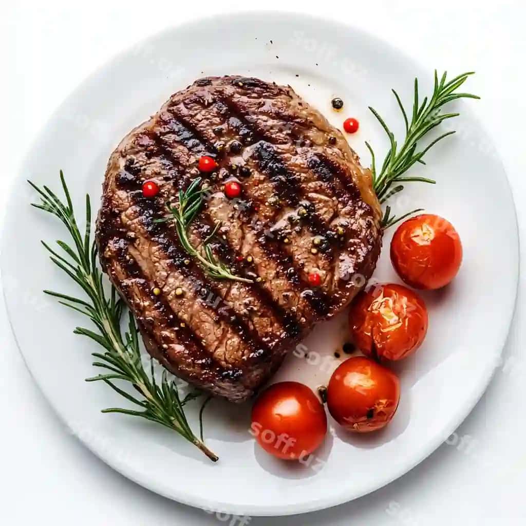Steyk rozmarin va shtukatomatlar bilan | Steak with rosemary bunch tomatoes it