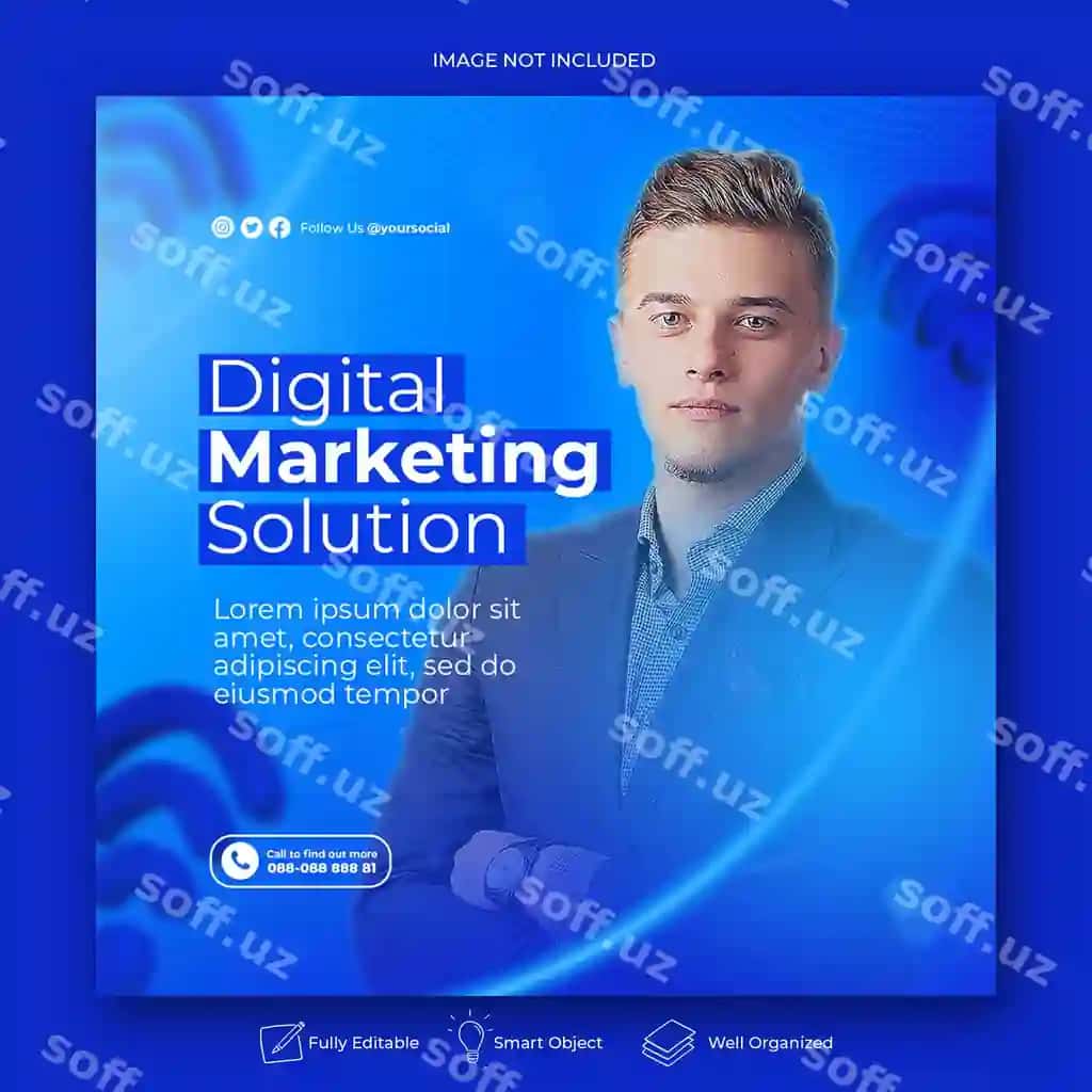 Ijodiy tushuncha ijtimoiy tarmoqlar raqamli marketing reklama shabloni | Creative concept social media digital marketing promotion template