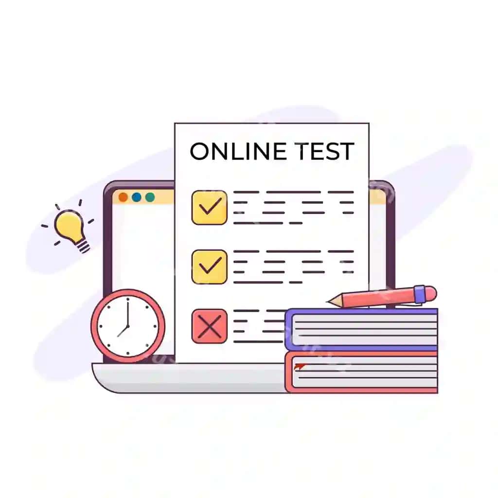 Onlayn imtihon platformasi kontseptsiyasi noutbuk bilan onlayn ta'lim kontseptsiyasi | Online exam platform concept with laptop online education concept