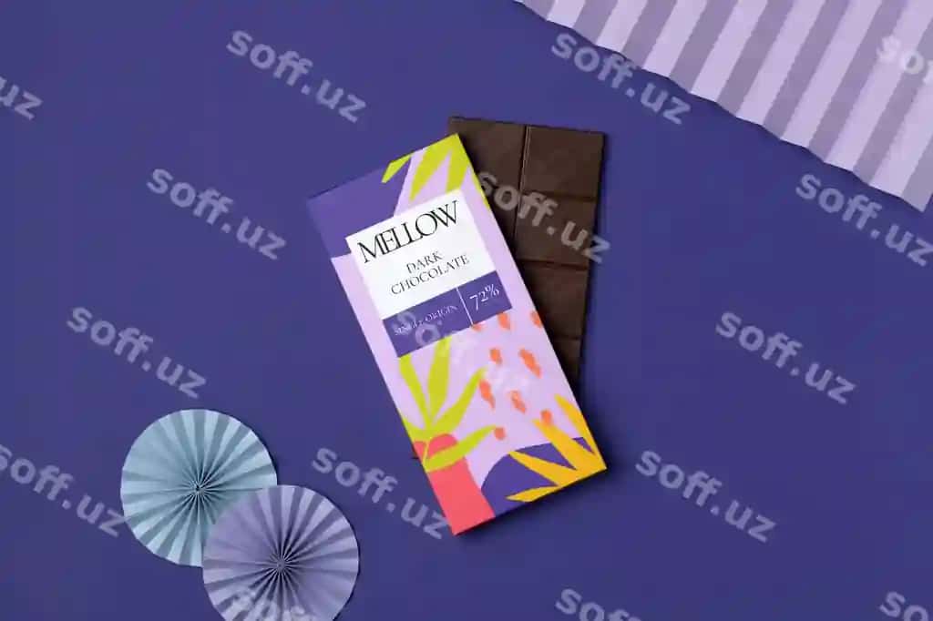 Shokolad bar namuna ovqat qadoqlash botanik dizayn psd | Chocolate bar mockup food packaging botanical design psd