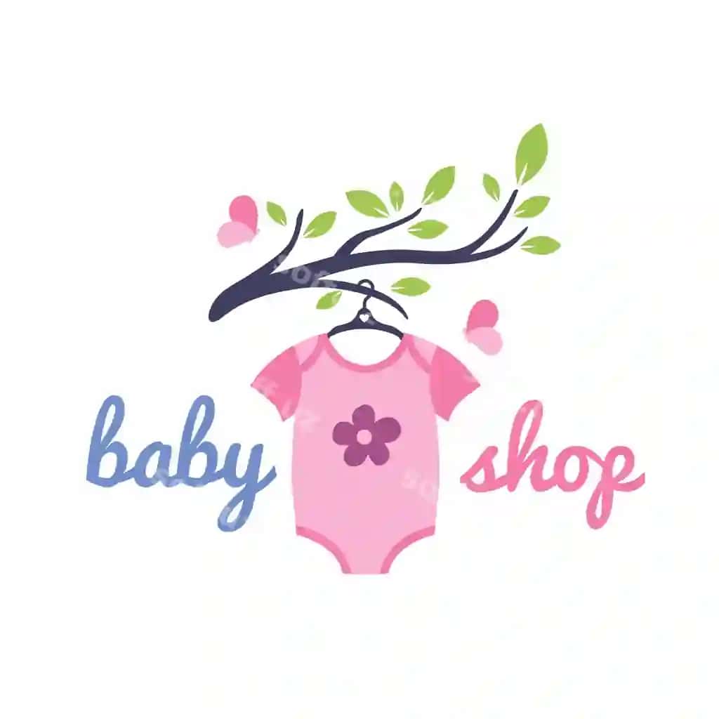 Bolalar kiyimlari asib turgan daraxt tarmogi logotipi | Baby clothes hanging tree branch logo
