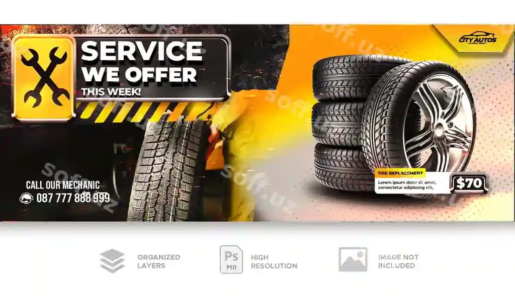 Aksiya mexanik mahsulot xizmati banneri | Special offer mechanic product service banner