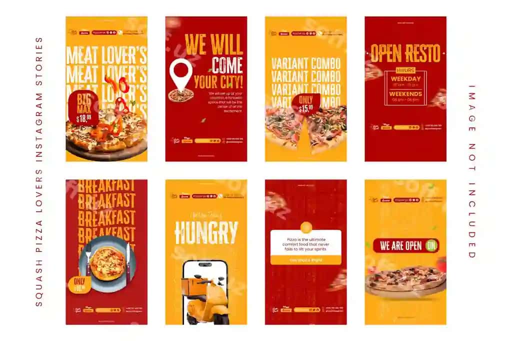 Psd to'plam komplekti nonushta dizayni ijtimoiy media instagram story | Psd collection set breakfast design social media instagram story