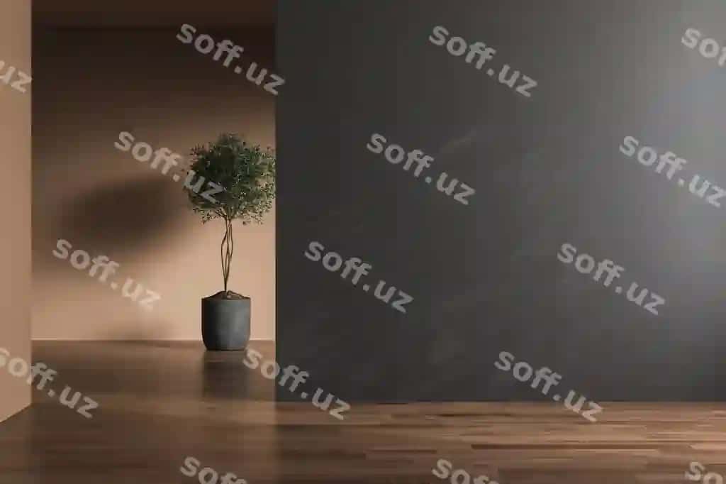 Zamonaviy loft bo'sh xona bej-qora devorlar 3D render xonalar parket qatlamga ega mock up namunasi | Modern contemporary loft empty room with beige black walls 3d render rooms have parquet floors mock up