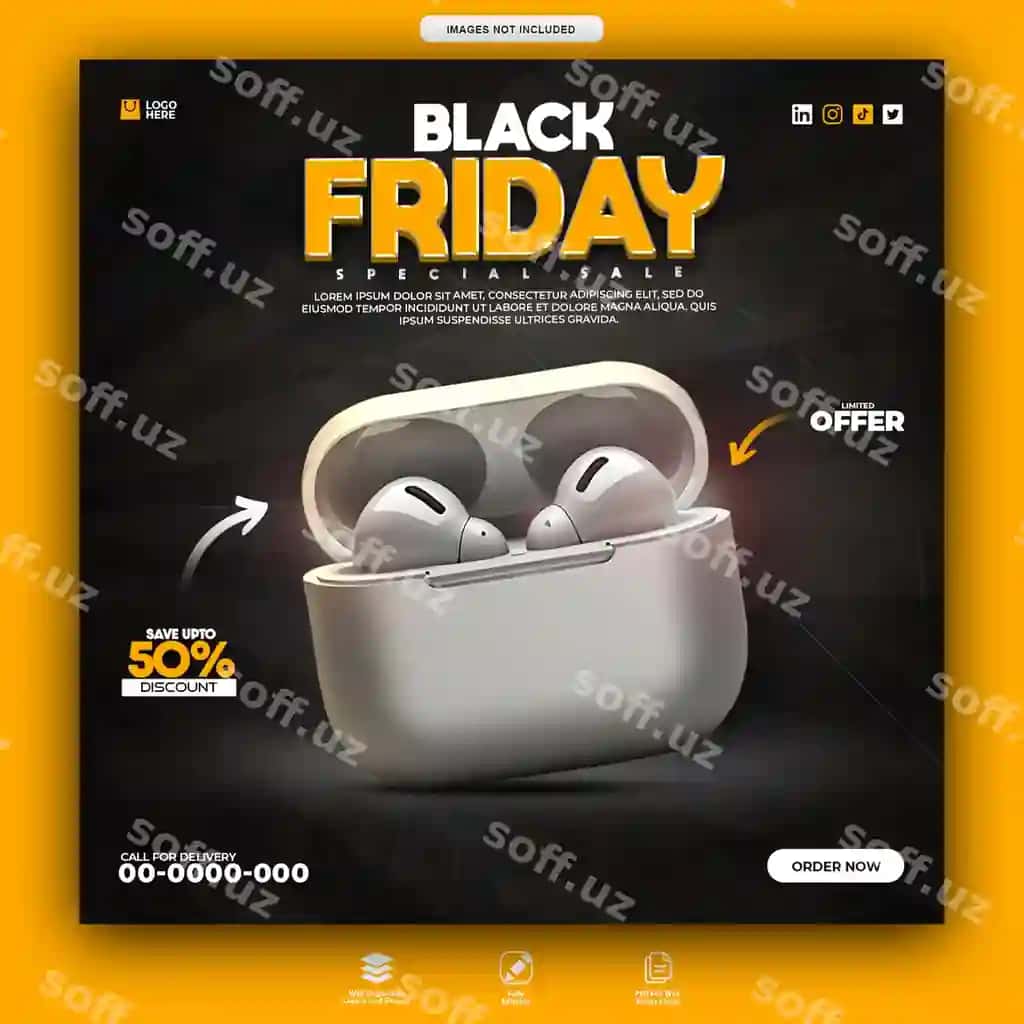 Qara shanba media post shabloni dizayni | Black friday social media post template design