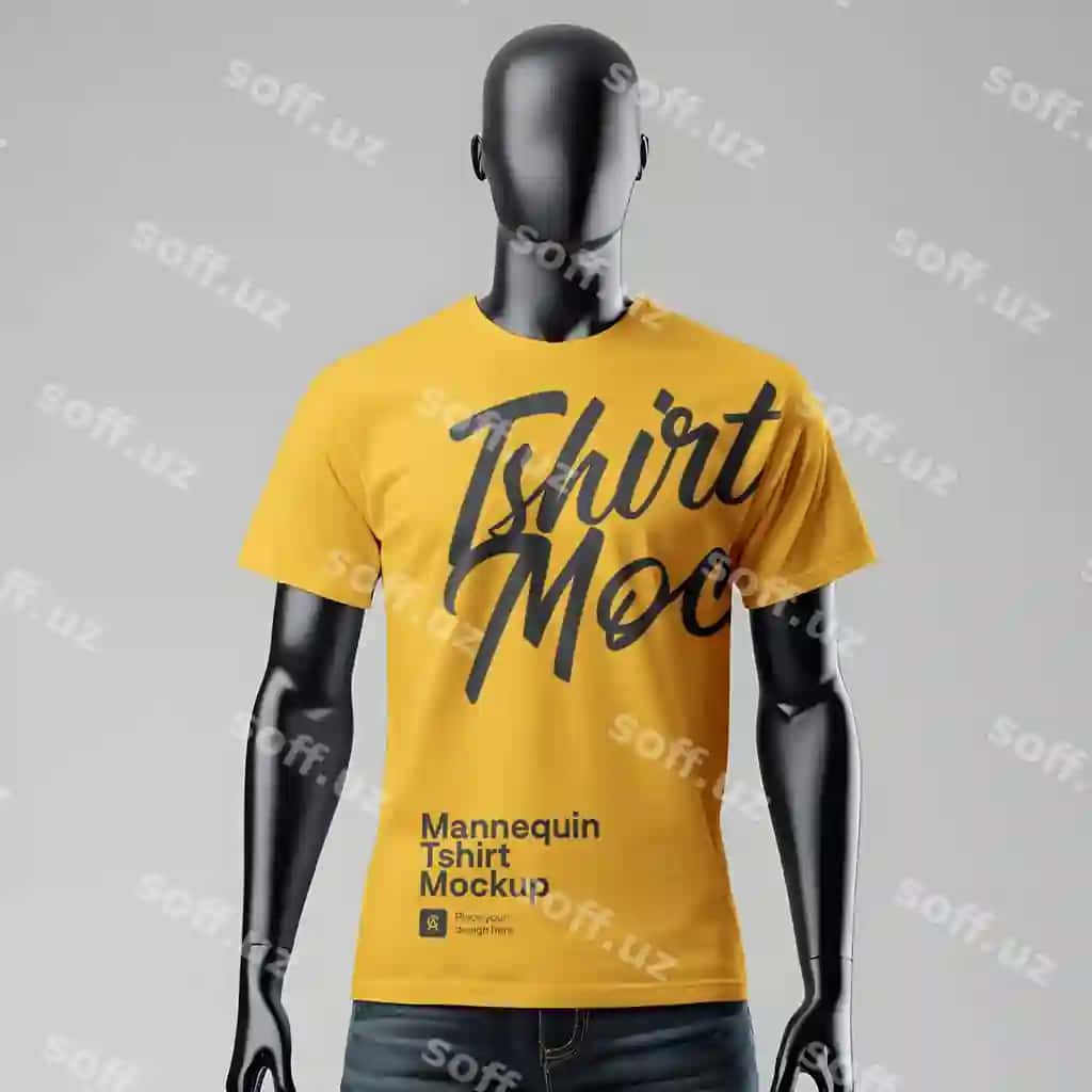 Sariq futbolka namuna manekini | Yellow tshirt mockup mannequin