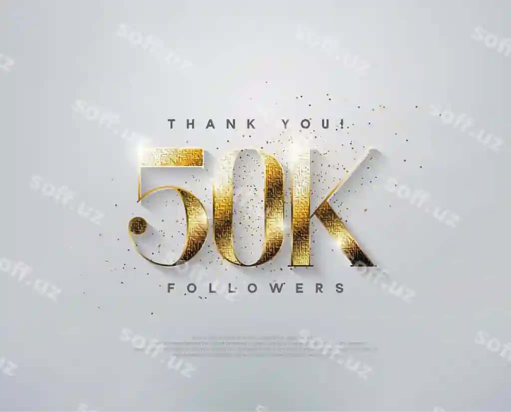 Boylik taklifi 50 ming kuzatuvchiga rahmat chiroyli oltin raqamlar bilan | Luxury greeting 50k followers thank you with elegant gold numbers