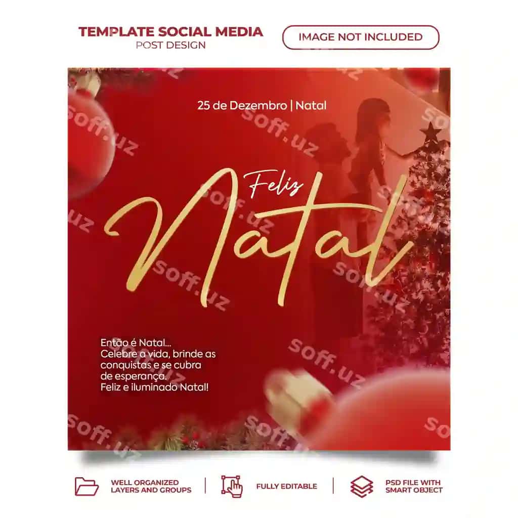 Sd feed Baxmalik tabriklari Portugalcha 3d render Marketing Braziliya shabloni | Sd feed merry christmas portuguese 3d render marketing brazil template