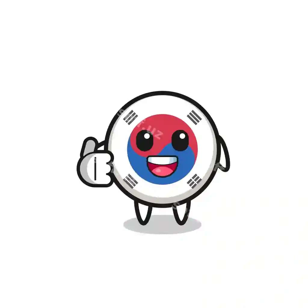 Janubiy Koreya bayrog'i maskoti boshini ko'tarayotgan | South korea flag mascot doing thumbs up gesture