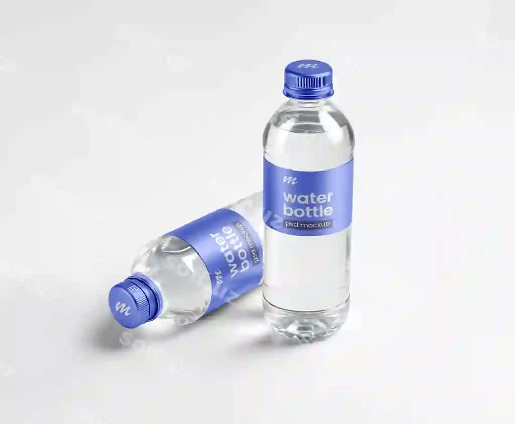 3-o'lchovli ikki suv botasi qadoqlash namunasi | 3d two water bottle packaging mockup
